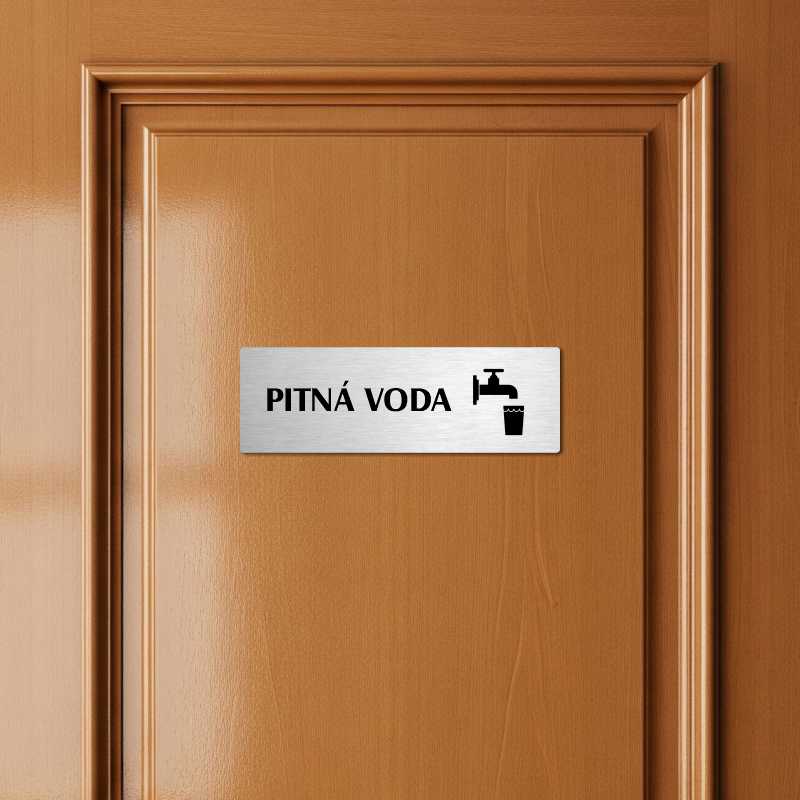 Pitná voda, 200x66mm, zlatá popiska s rámečkem